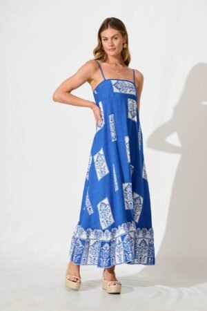 241107_StFrock_Jordan_AM_S1211-423-BLU-WHT_0752.jpg Midi Sundress in Blue with White Print