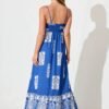Midi Sundress in Blue with White Print
