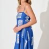 Midi Sundress in Blue with White Print