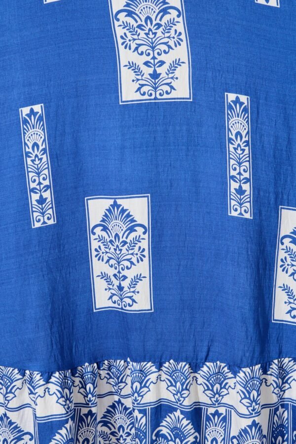 Midi Sundress in Blue with White Print