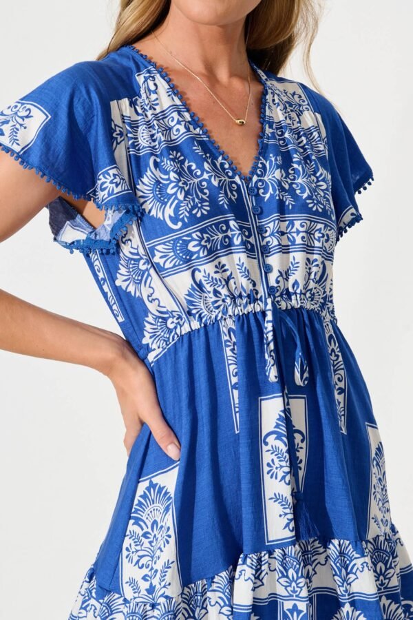 Dress in Blue with White Print