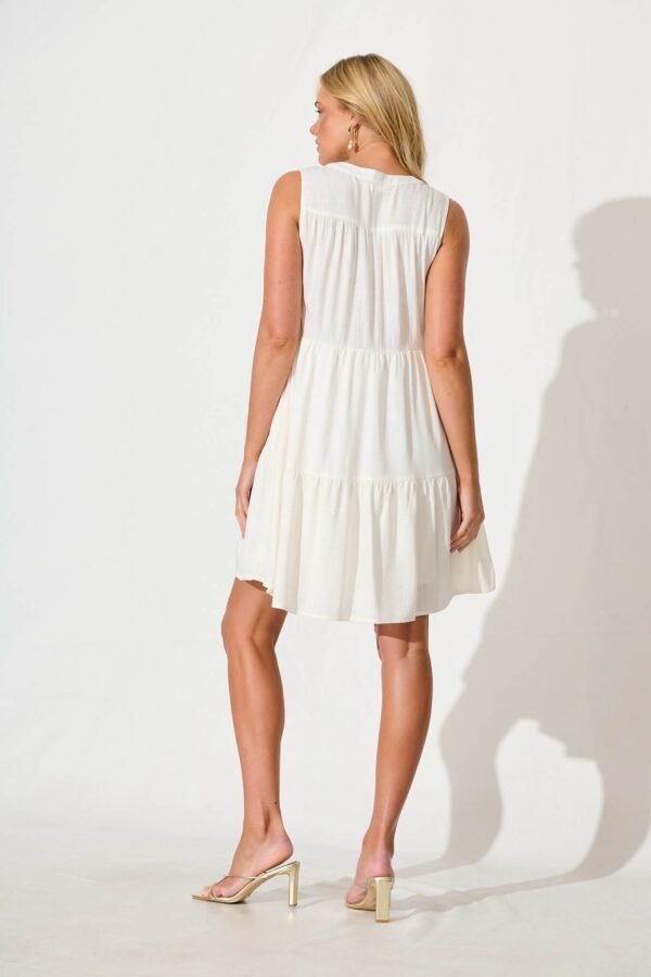 Dress in White Linen Blend