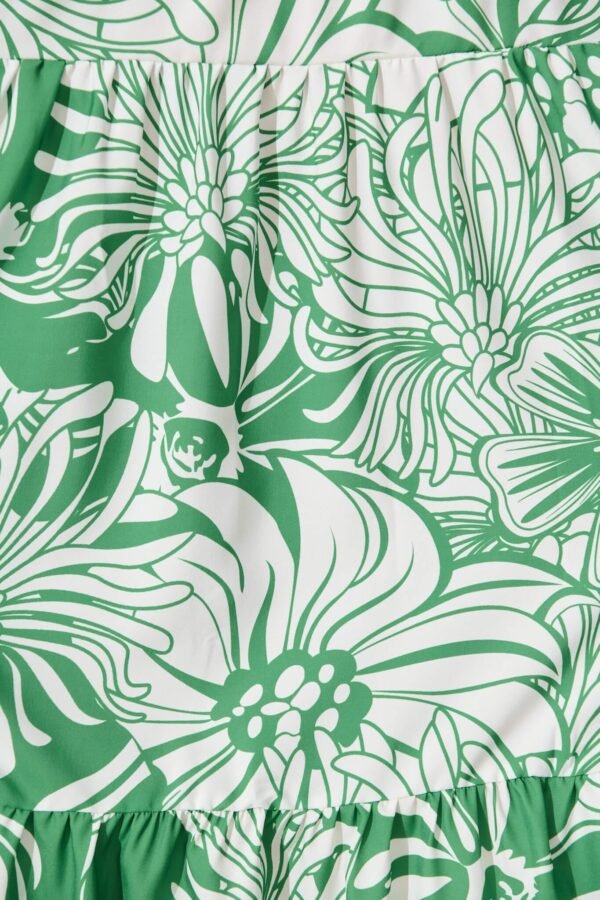 Maxi Sundress in White With Green Print