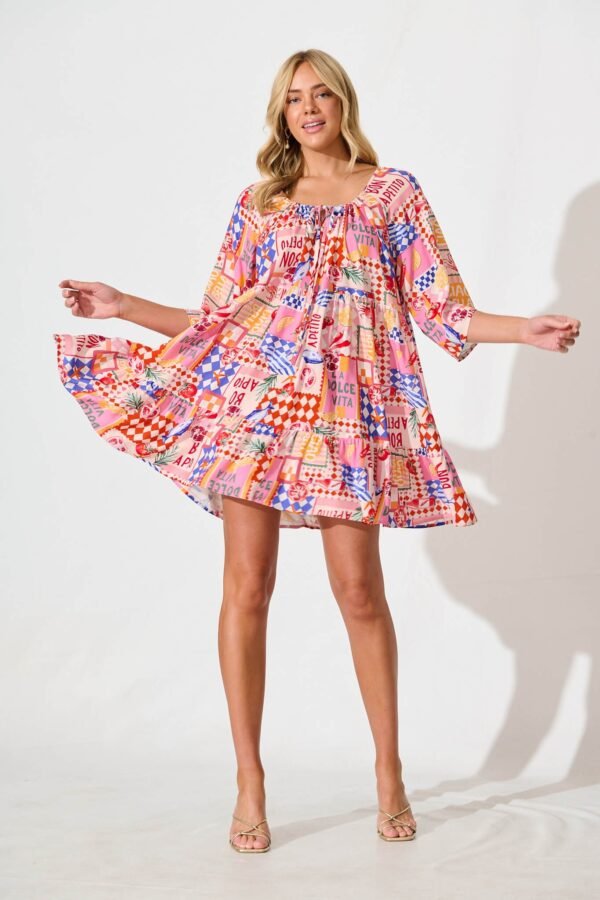 Dress In Multi Conversational Print