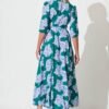 241112_StFrock_Phoebe_LOLE9953-9-STF-DK-GRN-BLU_0533.jpg Maxi Wrap Dress In Emerald With Blue Floral