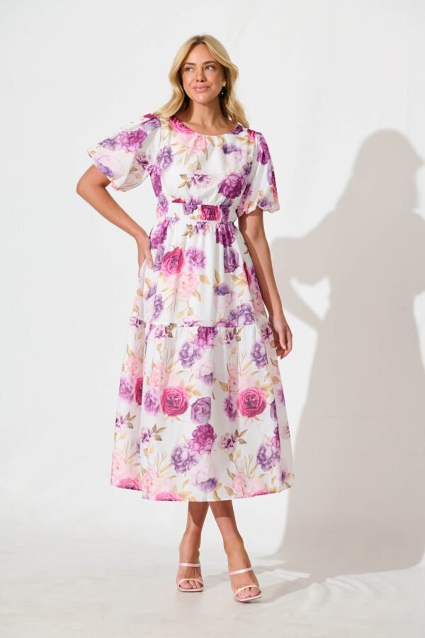 Midi Dress in Lilac Floral