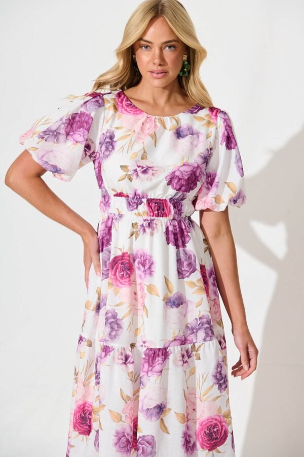 Midi Dress in Lilac Floral