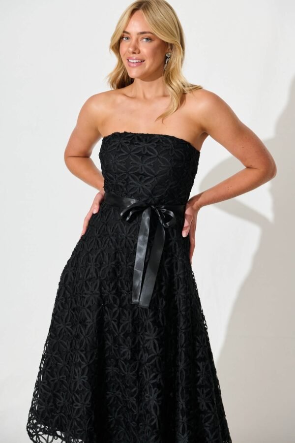 241112_StFrock_Phoebe_XW20910SS-BLK_0739.jpg Midi Dress in Black Floral Embroidered Tulle
