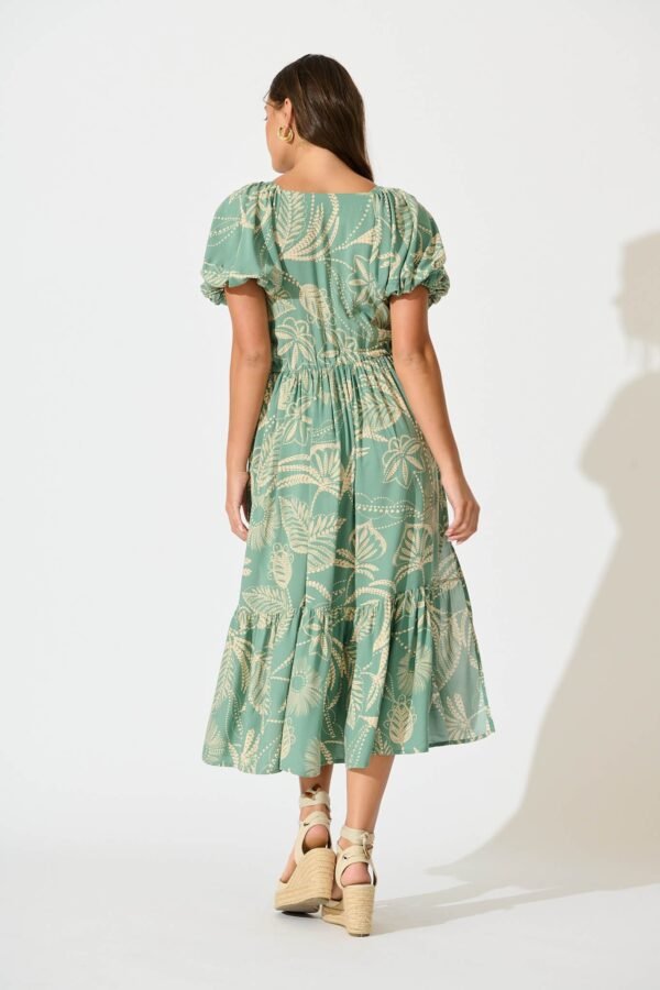 Midi Dress in Khaki Print