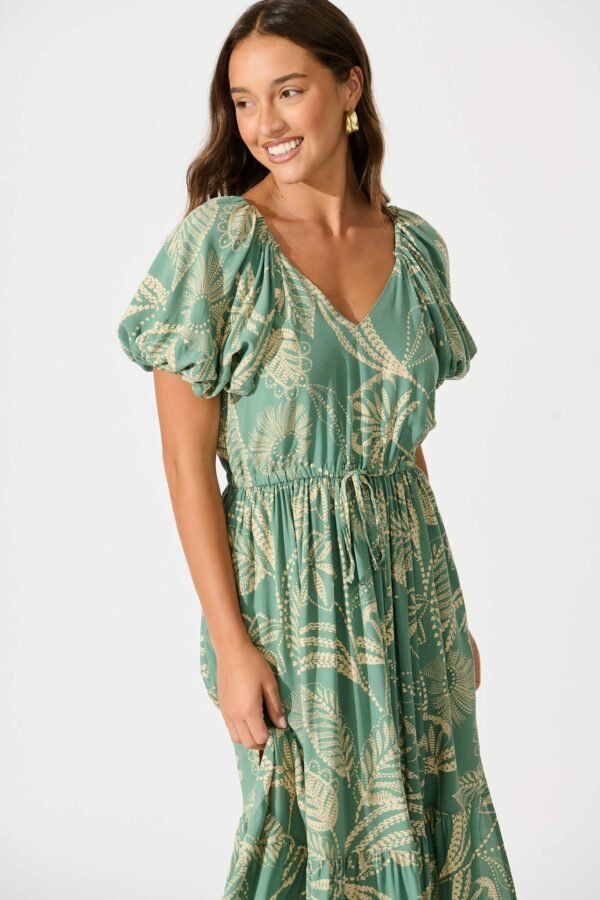 Midi Dress in Khaki Print