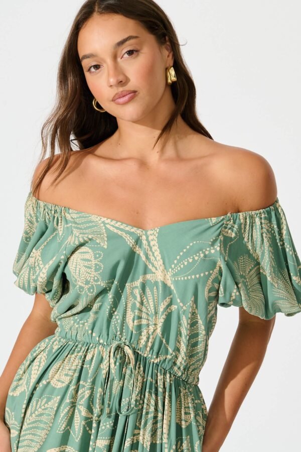 Midi Dress in Khaki Print