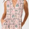 Midi Smock Dress in Blush Patchwork Palm Print