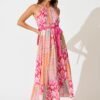 Midi Sundress in Pink Multi Patchwork
