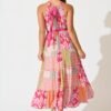Midi Sundress in Pink Multi Patchwork