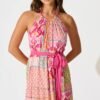 Midi Sundress in Pink Multi Patchwork