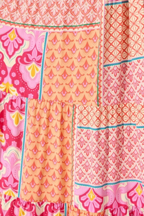 Midi Sundress in Pink Multi Patchwork