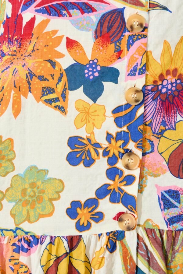 241114_StFrock_Milly_AM_D521592-WHT-MUL_0978.jpg Dress in White with Bright Multi Floral Cotton Blend