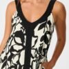 Maxi Dress in Black with White Print