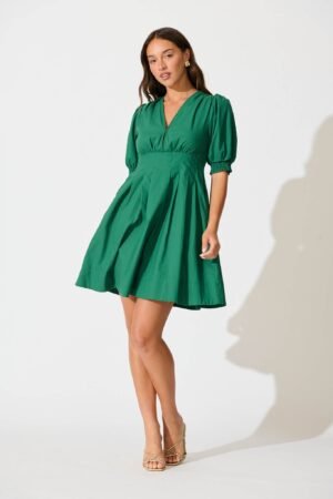 Dress in Emerald Green Cotton