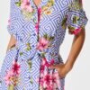 Shirt Dress in Blue with Multi Floral Print