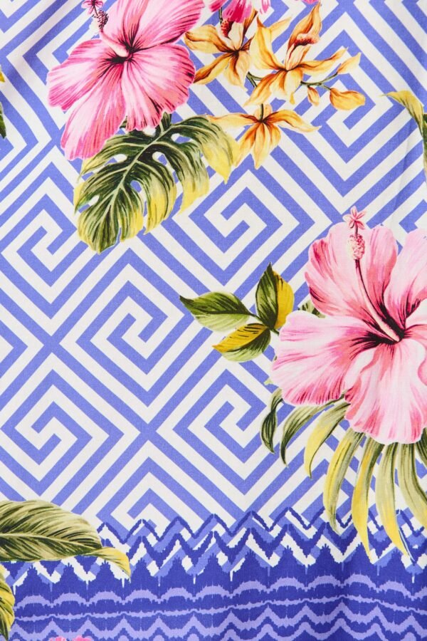 Shirt Dress in Blue with Multi Floral Print