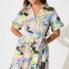 Midi Shirt Dress in Multi Summer Print Cotton