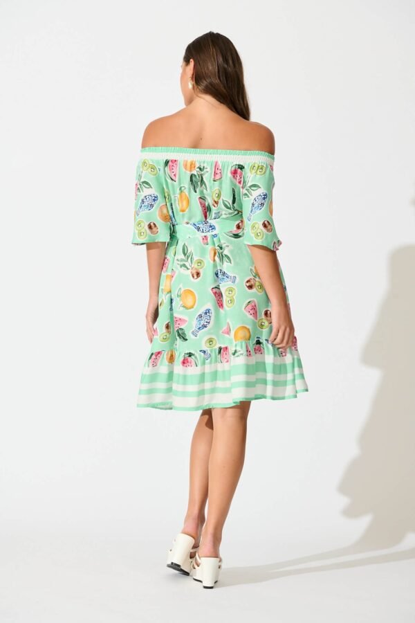 Dress in Green with Multi Fruit Print