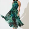 241114_StFrock_Milly_PM_LA0386-12SS-GRN-MUL_5932.jpg Halter Neck Maxi Dress in Green Multi Chiffon