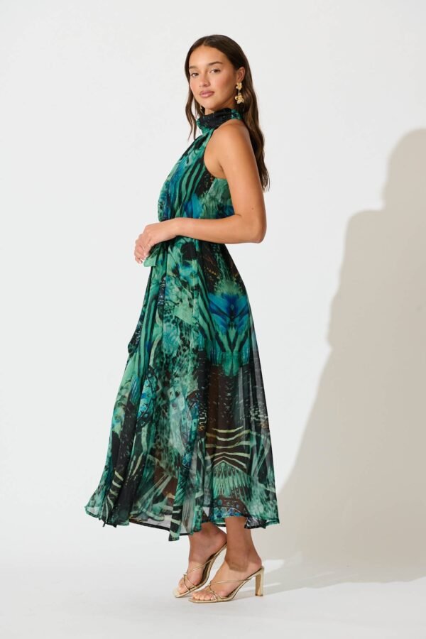 241114_StFrock_Milly_PM_LA0386-12SS-GRN-MUL_5938.jpg Halter Neck Maxi Dress in Green Multi Chiffon