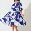 Dress In Navy Geo Print