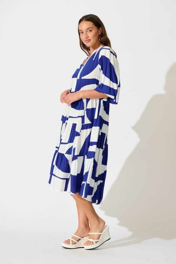 Dress In Navy Geo Print