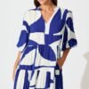 Dress In Navy Geo Print