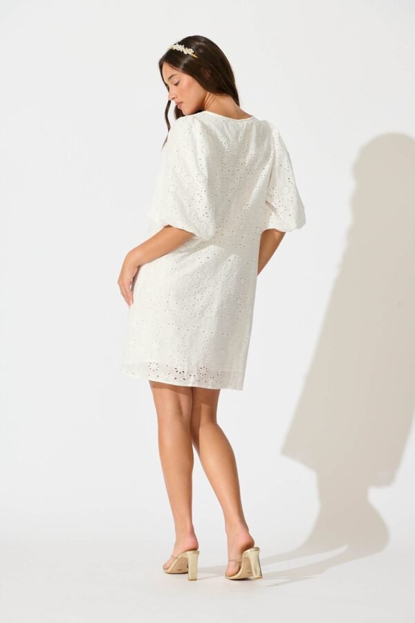 Dress in White Broderie Cotton