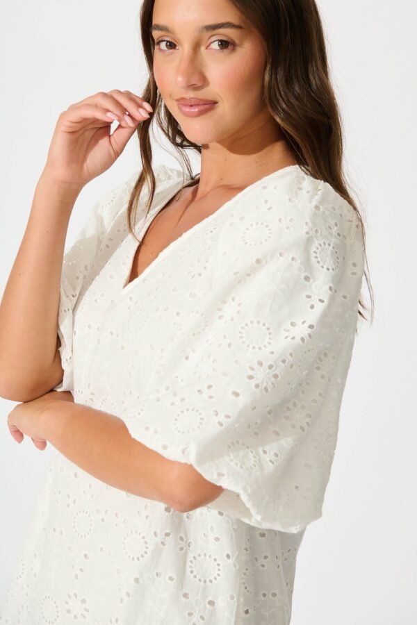 Dress in White Broderie Cotton