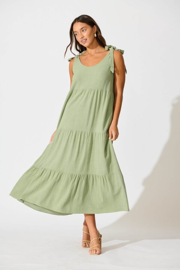 Maxi Sundress in Khaki Linen Blend
