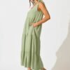 Maxi Sundress in Khaki Linen Blend