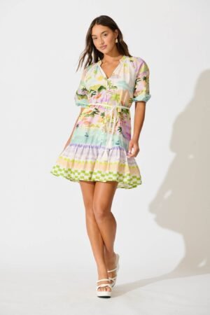 Dress in Tropical Border Print Cotton