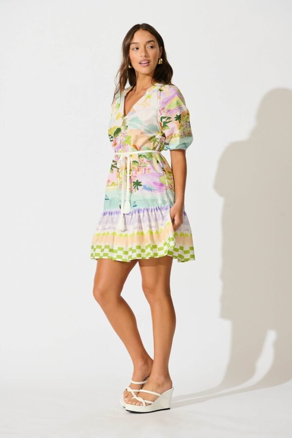 Dress in Tropical Border Print Cotton