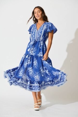 241121_StFrock_Milly_AM_S1283-428-BLU-WHT-FLO_0746.jpg Maxi Dress in Blue with White Floral