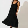 Maxi Sundress in Black Linen Blend