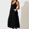 Maxi Sundress in Black Linen Blend