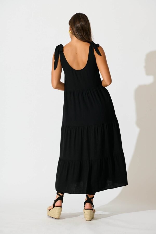 Maxi Sundress in Black Linen Blend