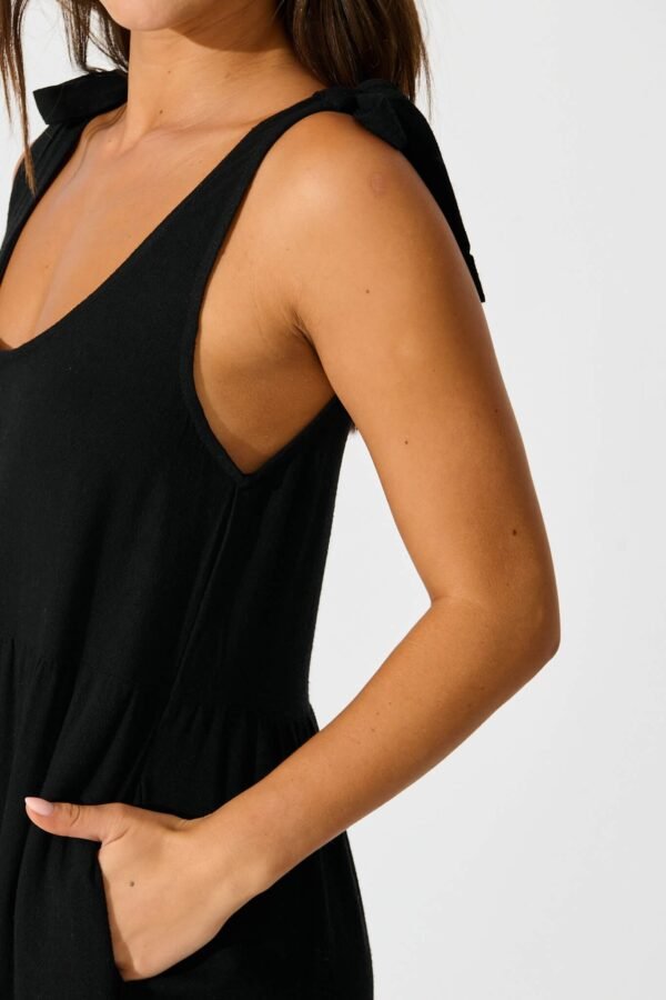 Maxi Sundress in Black Linen Blend