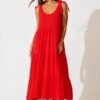 Maxi Sundress in Red Linen Blend