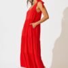 Maxi Sundress in Red Linen Blend