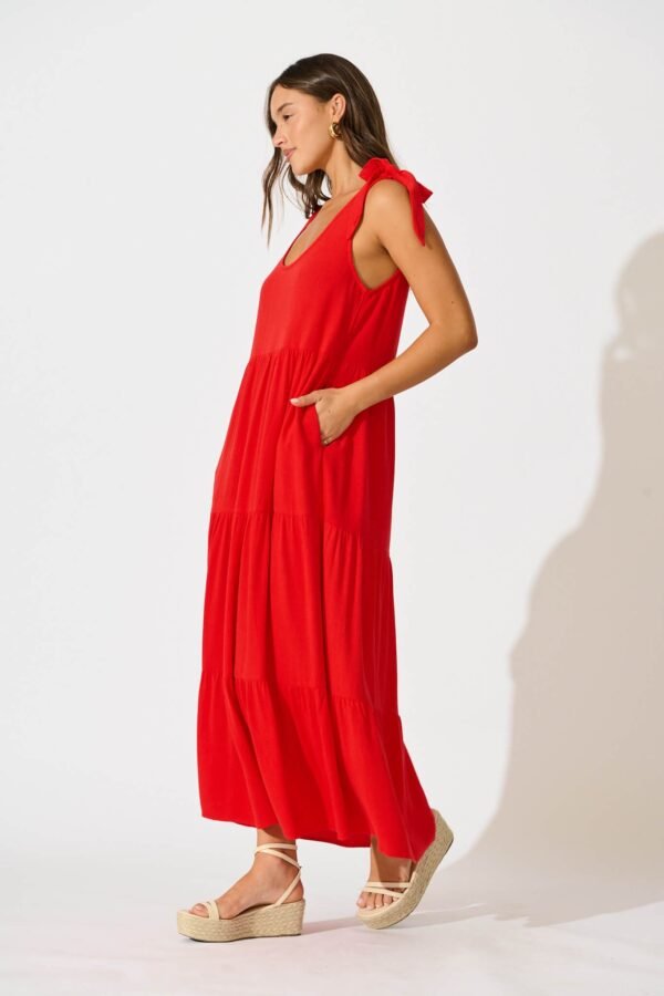 Maxi Sundress in Red Linen Blend