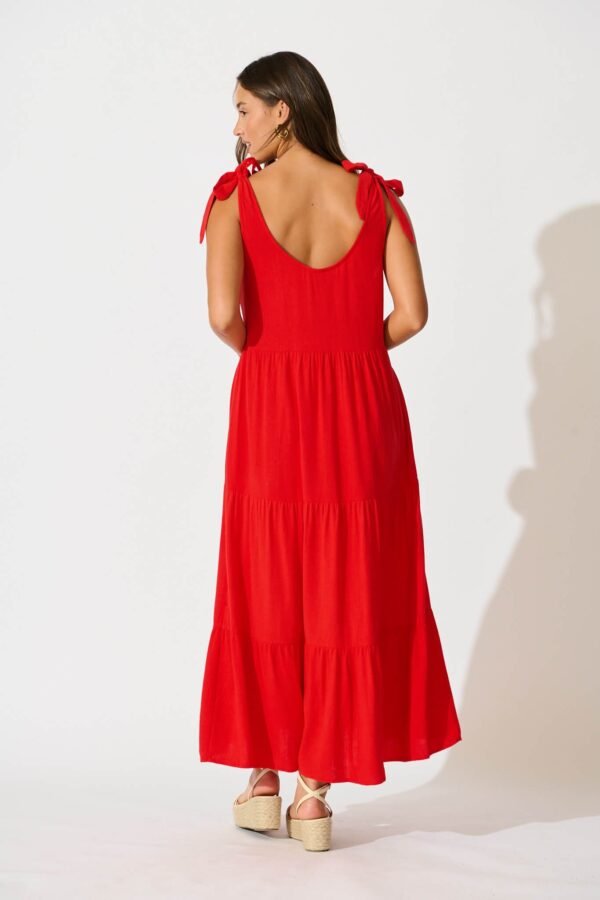 Maxi Sundress in Red Linen Blend