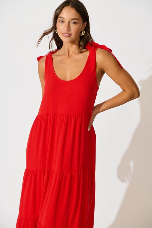Maxi Sundress in Red Linen Blend
