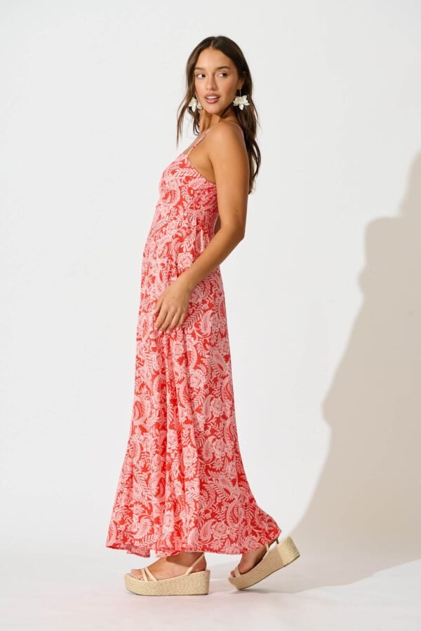Maxi Sundress In Red Paisley