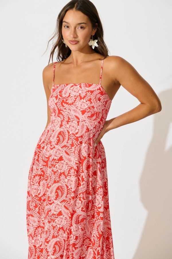 Maxi Sundress In Red Paisley